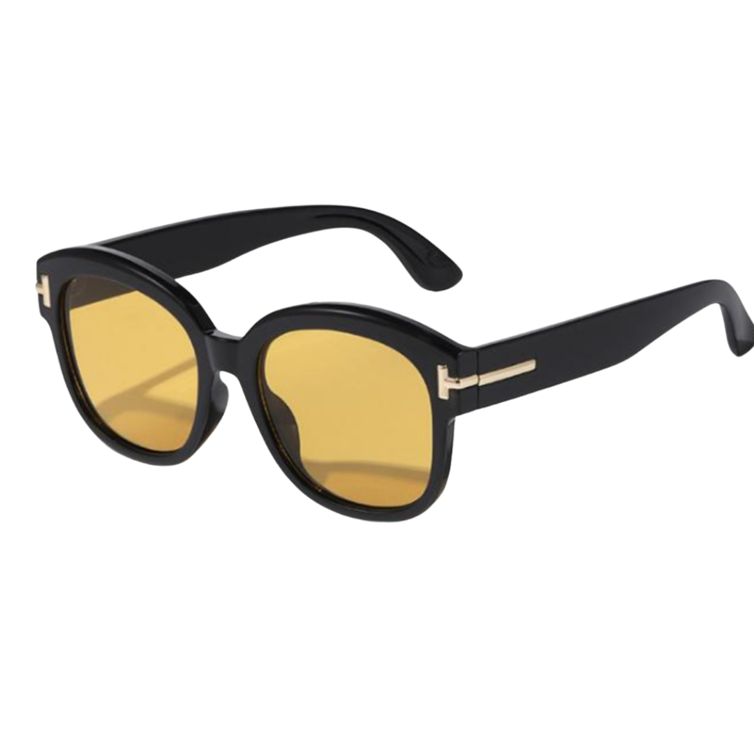 Lunettes ANGELO SYLLA – Monture Carrée Noir & Verres Ambrés