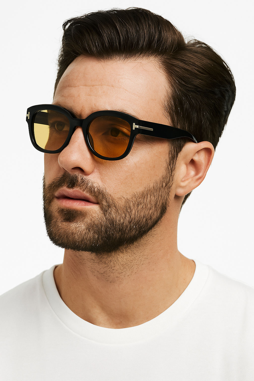 Lunettes ANGELO SYLLA – Monture Carrée Noir & Verres Ambrés