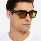 Lunettes ANGELO SYLLA – Monture Carrée Noir & Verres Ambrés