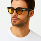 Lunettes ANGELO SYLLA – Monture Carrée Noir & Verres Ambrés