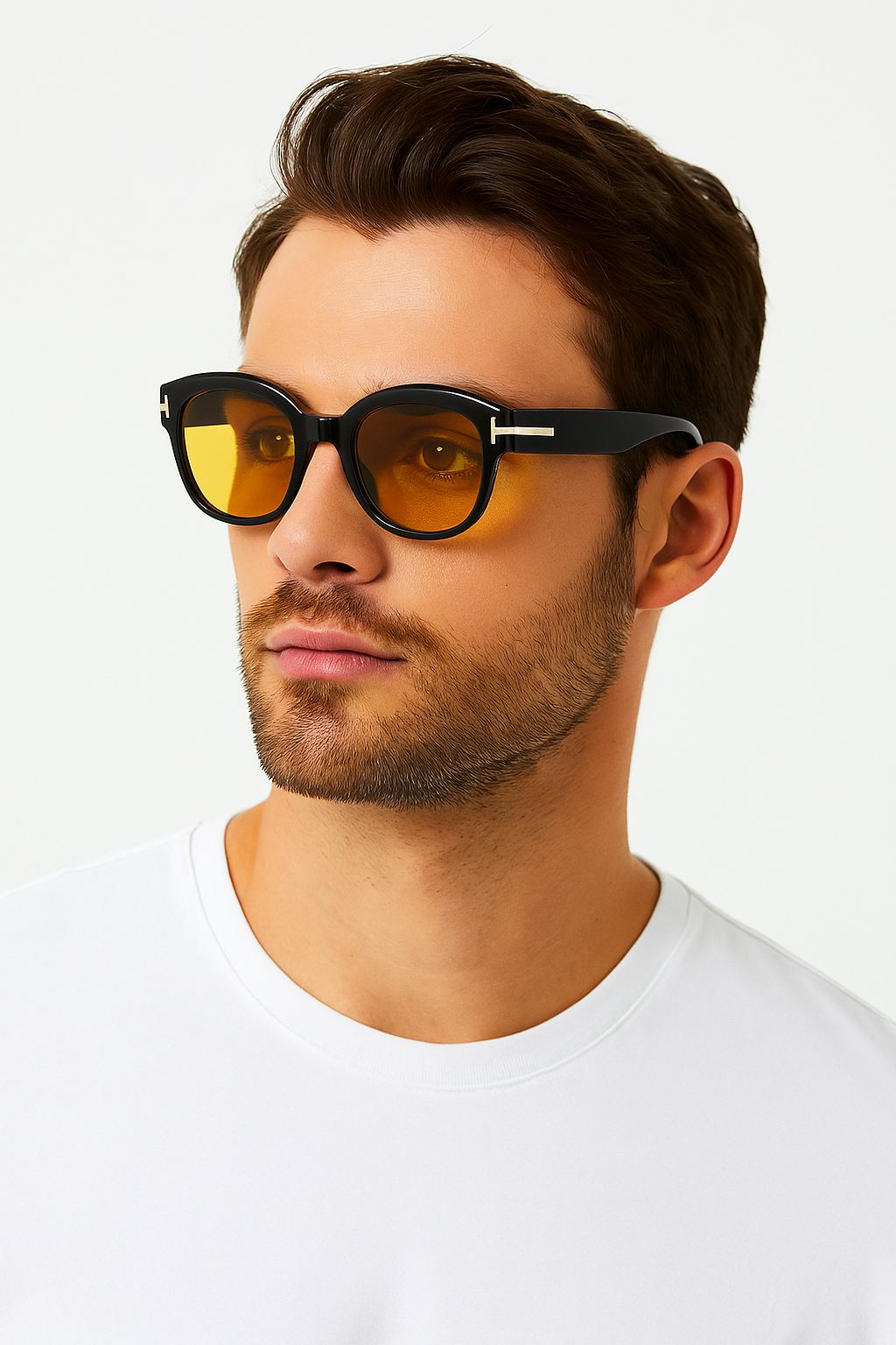 Lunettes ANGELO SYLLA – Monture Carrée Noir & Verres Ambrés