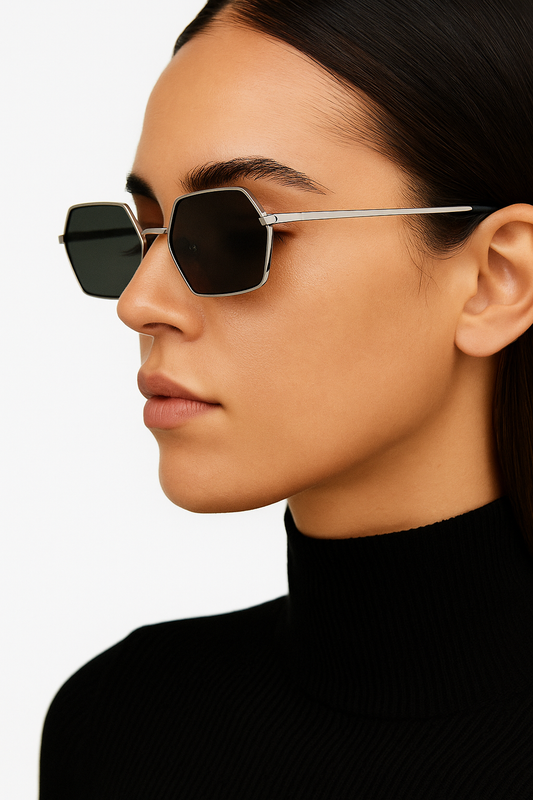 Lunettes ANGELO SYLLA – Monture Hexagonale Argentée