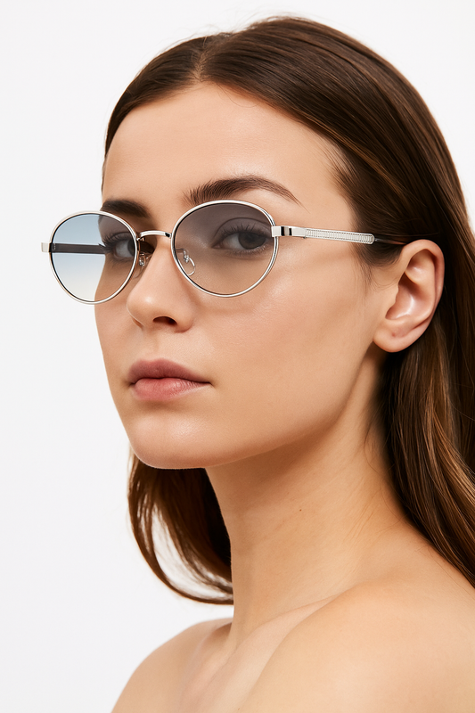 Lunettes ANGELO SYLLA – Monture Ronde Argentée Dégradé Bleu
