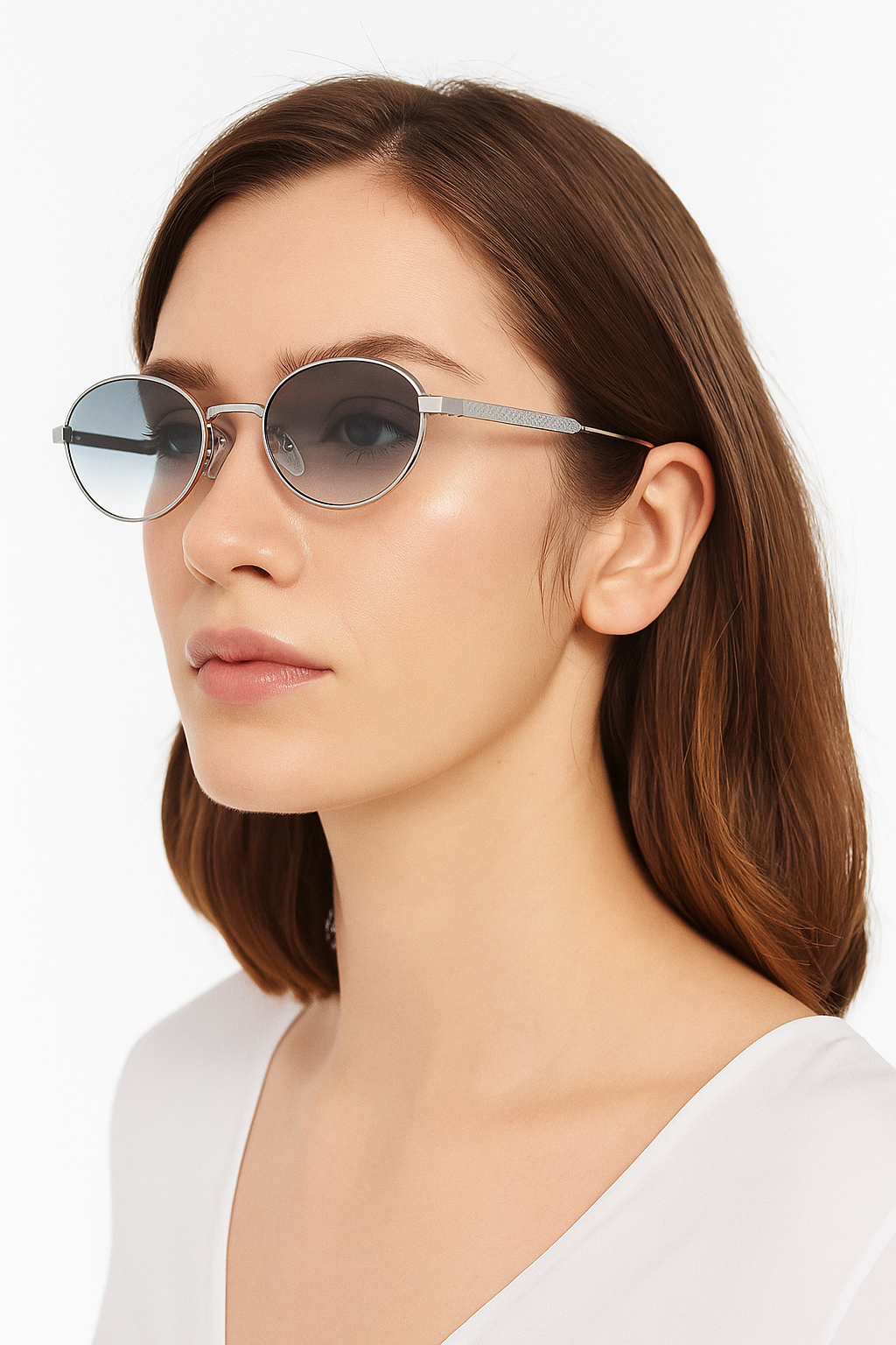 Lunettes ANGELO SYLLA – Monture Ronde Argentée Dégradé Bleu