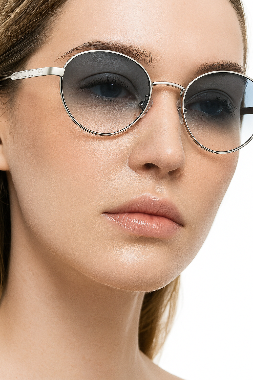 Lunettes ANGELO SYLLA – Monture Ronde Argentée Dégradé Bleu
